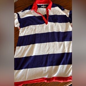 We The Free Navy and White Striped dress with Red Accents